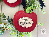 Apple Ornament - Personalized Teacher Gift Handmade Wood