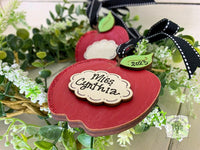 Apple Ornament - Personalized Teacher Gift Handmade Wood