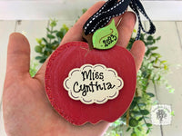 Apple Ornament - Personalized Teacher Gift Handmade Wood