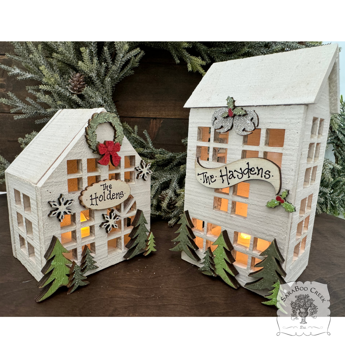 6.5" Lit Christmas House - Personalized Lighted Village House for Tabletop or Mantel