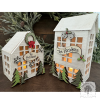 6.5" Lit Christmas House - Personalized Lighted Village House for Tabletop or Mantel