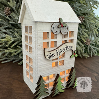6.5" Lit Christmas House - Personalized Lighted Village House for Tabletop or Mantel
