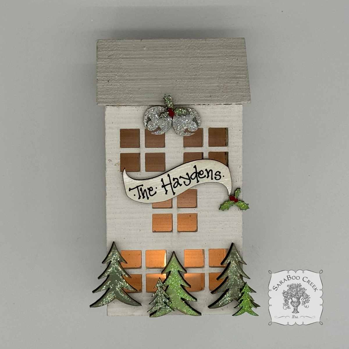 6.5" Lit Christmas House - Personalized Lighted Village House for Tabletop or Mantel