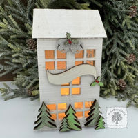 6.5" Lit Christmas House - Personalized Lighted Village House for Tabletop or Mantel