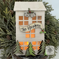 6.5" Lit Christmas House - Personalized Lighted Village House for Tabletop or Mantel