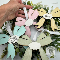 Pastel Wood Bow Ornament