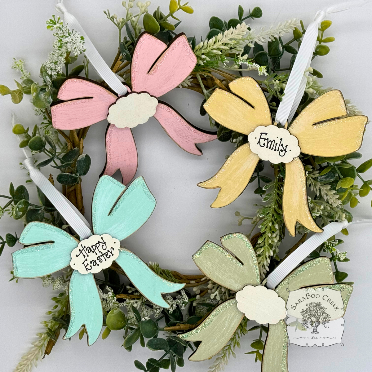 Pastel Wood Bow Ornament