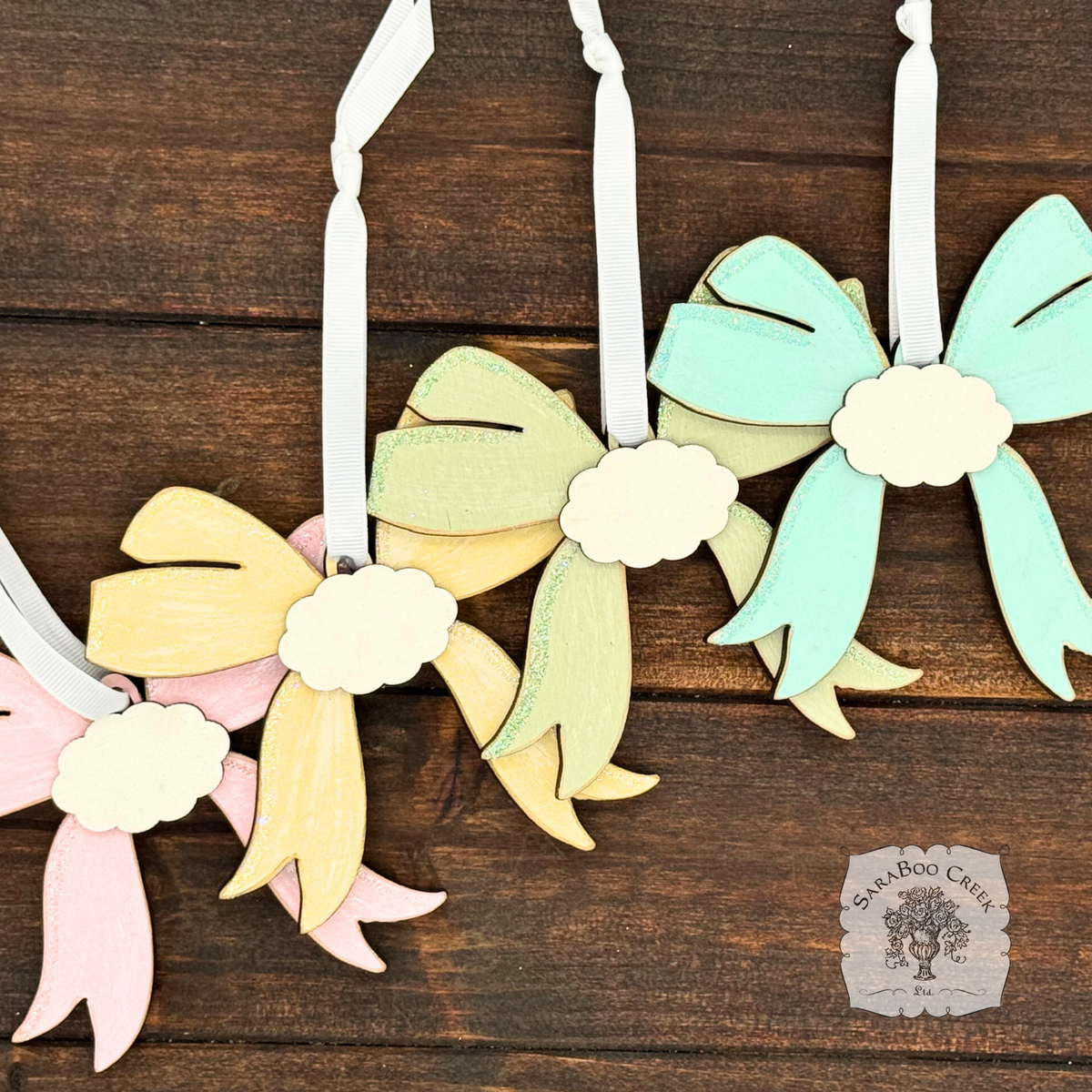Pastel Wood Bow Ornament