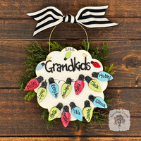 Be Merry Christmas Light Bulbs Ornament (6-15 Bulbs) - Grandkids, Grandchildren or Family Personalized Ornament