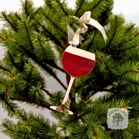 Wine Glass Ornament - Personalized Wine Gift in Red, Blush Rose or White