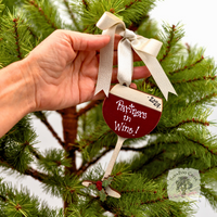 Wine Glass Ornament - Personalized Wine Gift in Red, Blush Rose or White