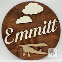 Round Custom Airplane Name Sign - Personalized with First & Middle Names