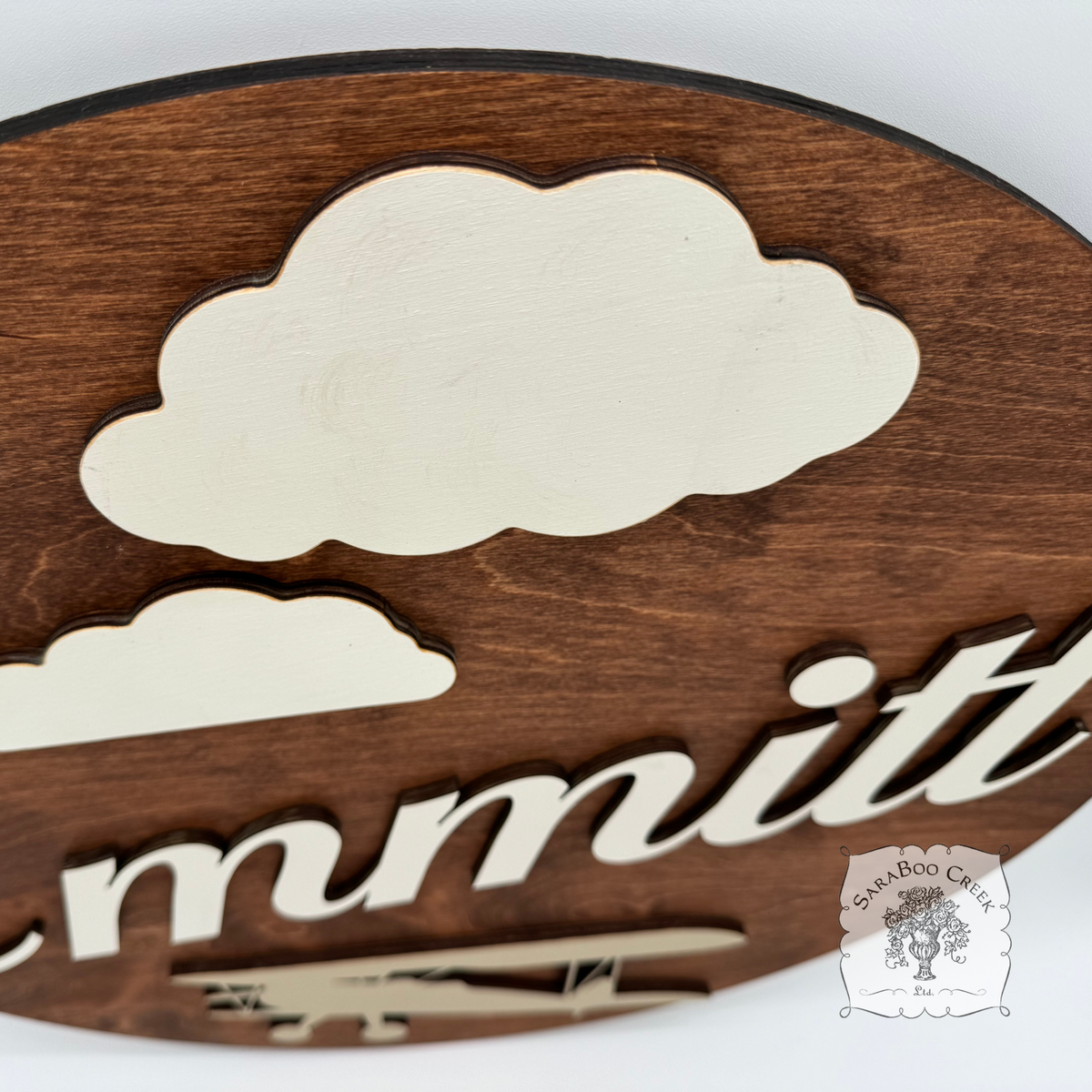 Round Custom Airplane Name Sign - Personalized with First & Middle Names
