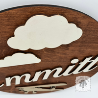Round Custom Airplane Name Sign - Personalized with First & Middle Names
