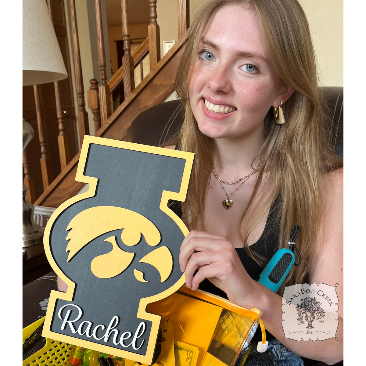 College / University School Sign - University of Iowa Logo Only; Handmade Wood