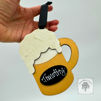Beer Mug Personalized Ornament - Handmade Wood Beer Lover Gift