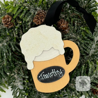 Beer Mug Personalized Ornament - Handmade Wood Beer Lover Gift