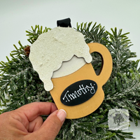 Beer Mug Personalized Ornament - Handmade Wood Beer Lover Gift