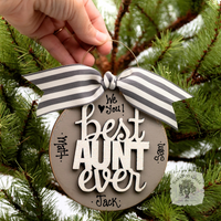 Aunt Ornament - Best Aunt Ever Ornament Aunt Gift Personalized from Nieces and Nephews