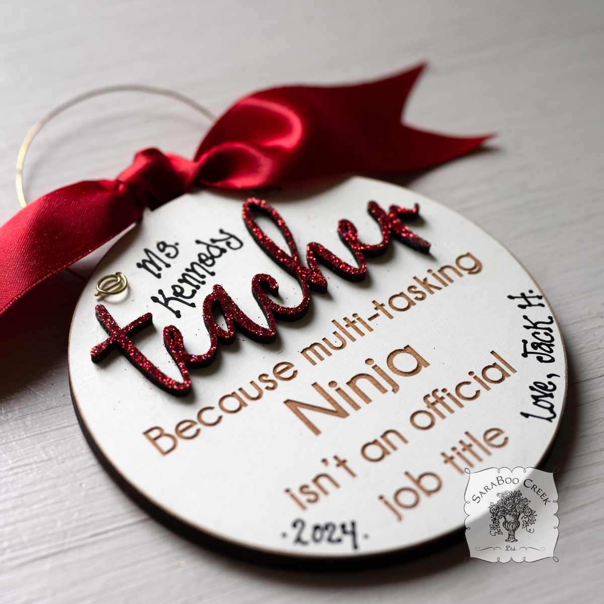 Teacher Ornament - Personalized Teacher Ninja Saying Ornament