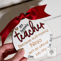 Teacher Ornament - Personalized Teacher Ninja Saying Ornament