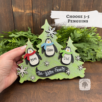 Penguin Family Tabletop Tree: Up to 5 Personalized Penguins