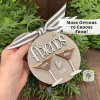 Espresso Martini Ornament w/2 or 3 Cocktails; Choose Girlfriends Friends Sisters or Cheers