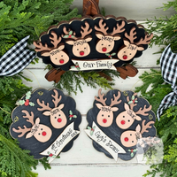 4 Reindeer Scallop with Banner and easel