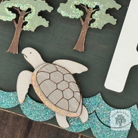 Kids Room Name Sign Featuring Koala & Sea Turtle - Handmade Wood Australian Wildlife Hanging Plaque