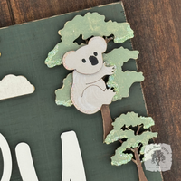 Kids Room Name Sign Featuring Koala & Sea Turtle - Handmade Wood Australian Wildlife Hanging Plaque