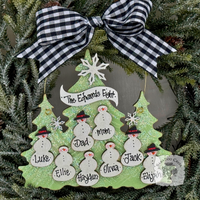 Traditional Snowman Family Tree Ornament (8-14 snowmen) - Personalized Grandparent or Large Family Gift