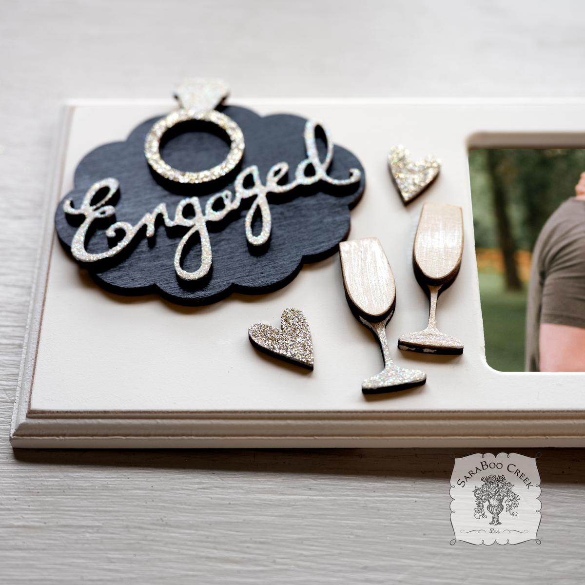Engaged Picture Frame in White - Customized with Engagement year