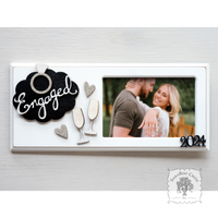 Engaged Picture Frame in White - Customized with Engagement year