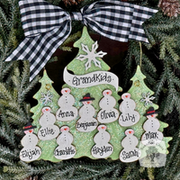 Traditional Snowman Family Tree Ornament (8-14 snowmen) - Personalized Grandparent or Large Family Gift