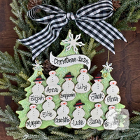 Traditional Snowman Family Tree Ornament (8-14 snowmen) - Personalized Grandparent or Large Family Gift