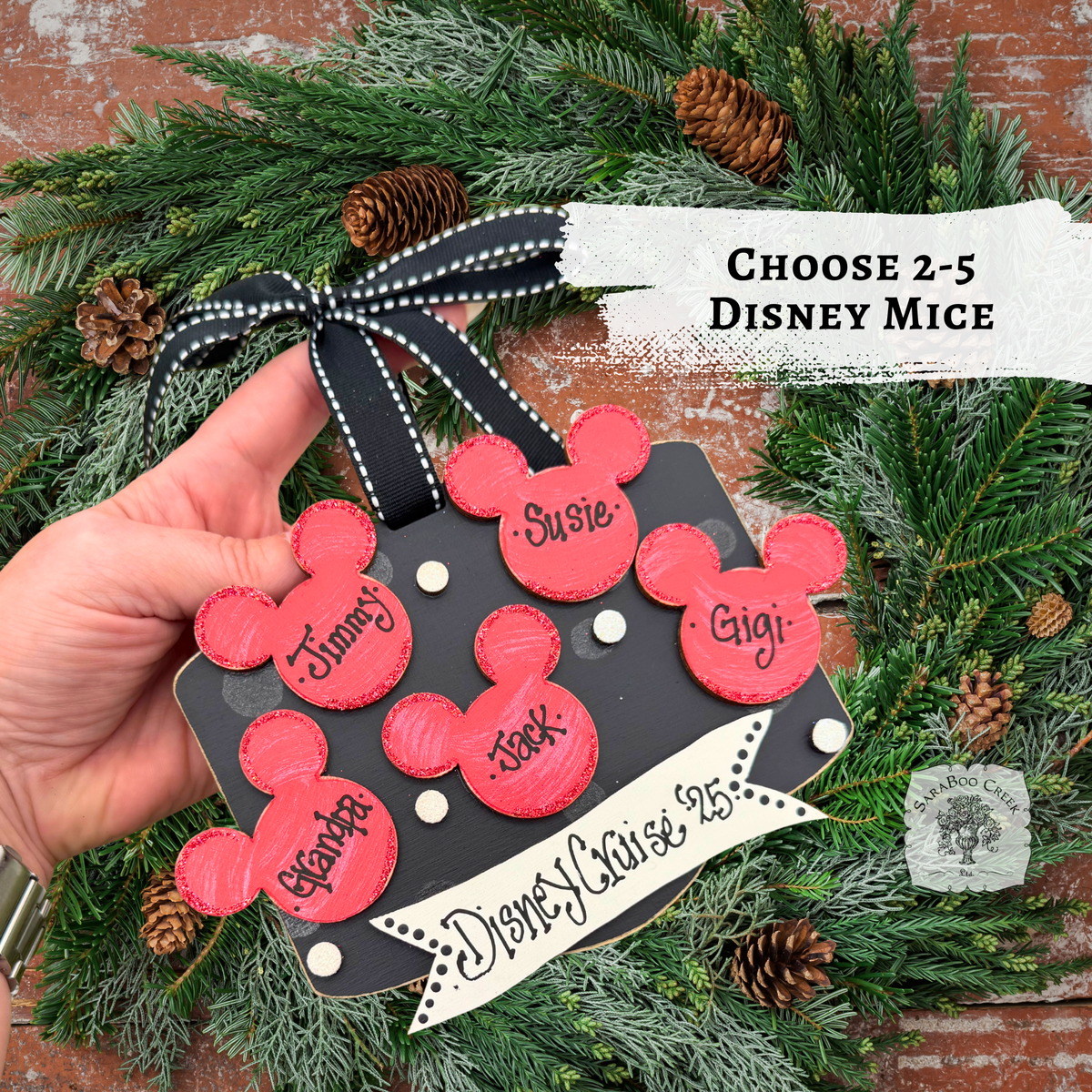 Disney Mickey Mouse Ornament w/ up to 5 Personalized Mice