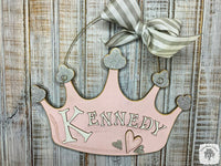 Personalized Crown Sign with Name - Cute Girl's Room Hanging Decoration