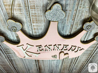 Personalized Crown Sign with Name - Cute Girl's Room Hanging Decoration