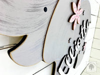 20" Large Elephant Sign with Stars or Flowers and Custom Name