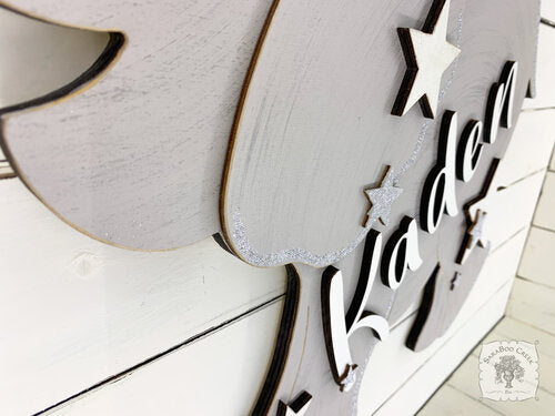 20" Large Elephant Sign with Stars or Flowers and Custom Name