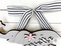 20" Large Elephant Sign with Stars or Flowers and Custom Name