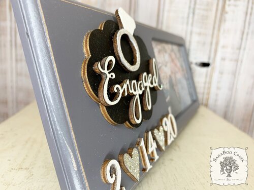Engaged Picture Frame in Gray - Customized with Engagement Date