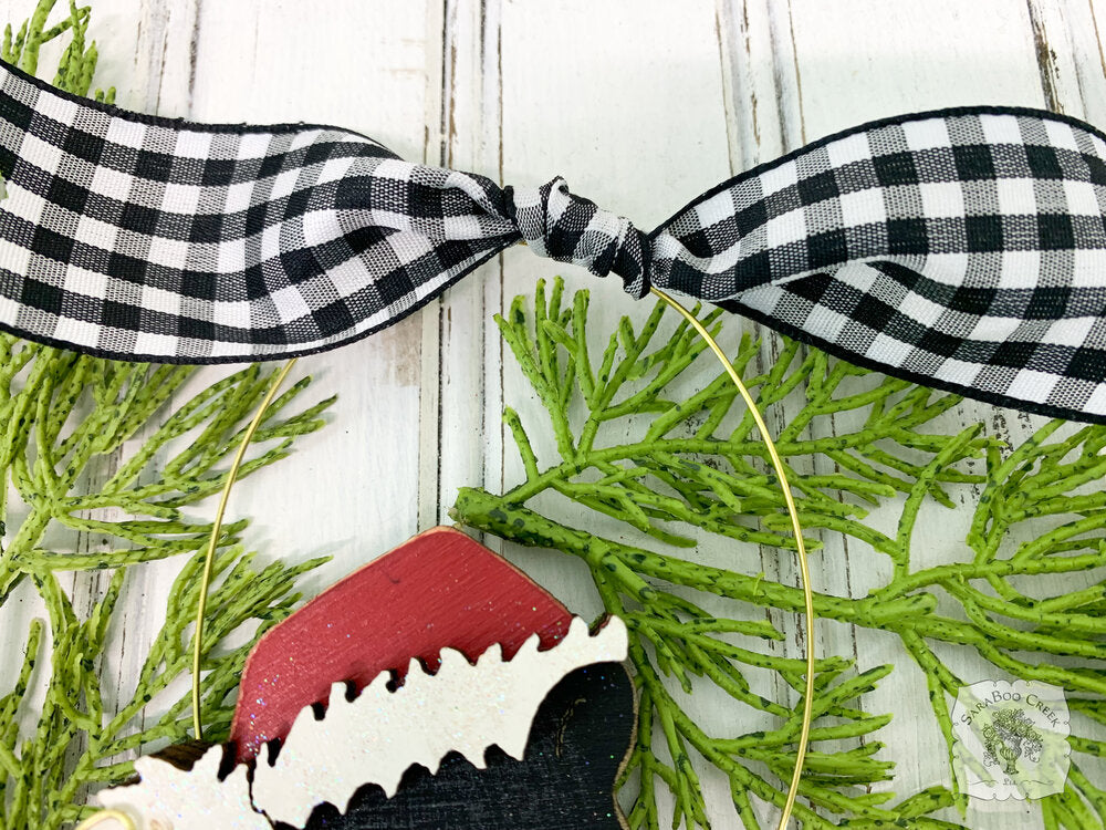 Black Bear Ornament - Personalized Christmas Bear Ornament with Wreath & Santa Cap