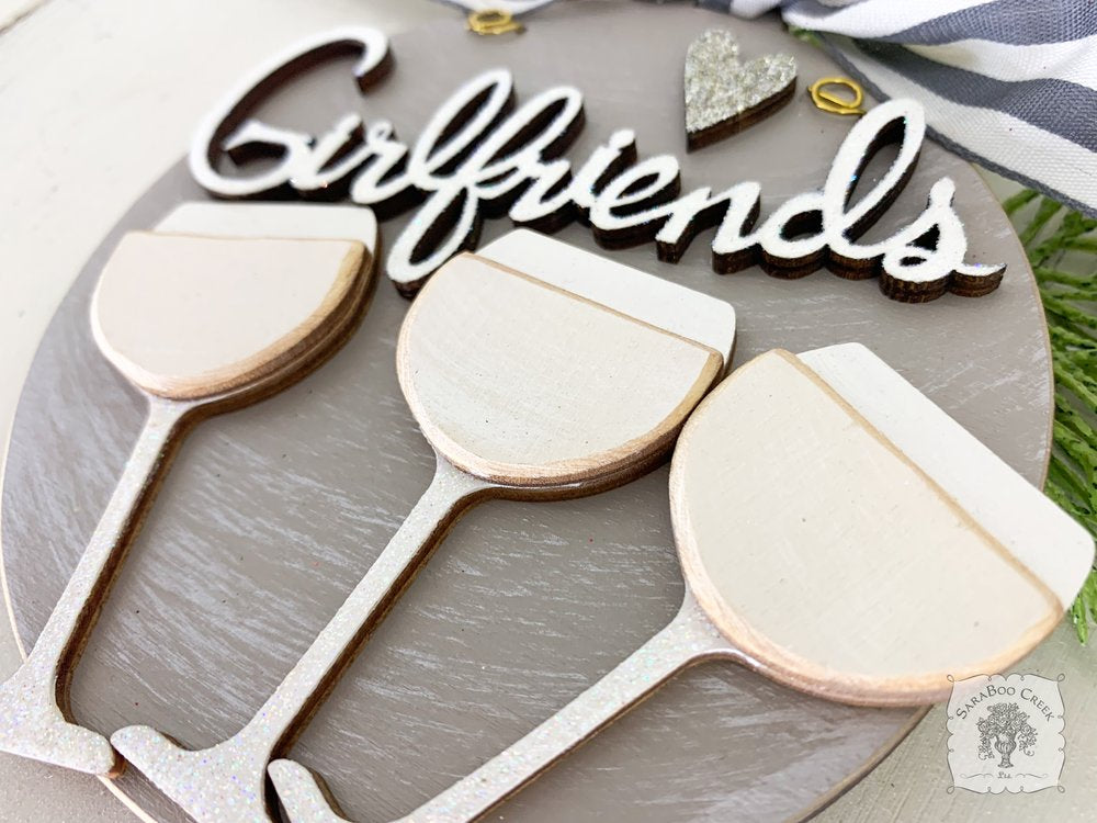 Wine Ornament Personalized for 2 or 3 Friends, Girlfriends, Sisters, Family or Cheers! Custom Red or White Wine Gift