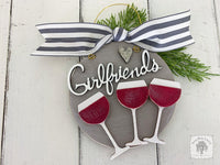 Wine Ornament Personalized for 2 or 3 Friends, Girlfriends, Sisters, Family or Cheers! Custom Red or White Wine Gift
