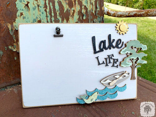 Lake Life Photo Frame - Attach 4" x 6" Picture with Clip