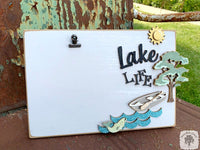Lake Life Photo Frame - Attach 4" x 6" Picture with Clip