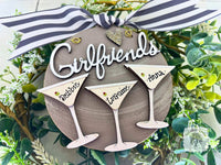 Dirty Martini Ornament - Personalized Christmas Ornament with 2 or 3 Martini Cocktails Customized for Friends, Girlfriends, Sisters or Cheers