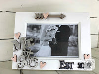 Mr. & Mrs. Wedding Picture Frame w/ Year for 4" x 6" Photo