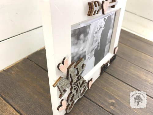 Mr. & Mrs. Wedding Picture Frame w/ Year for 4" x 6" Photo
